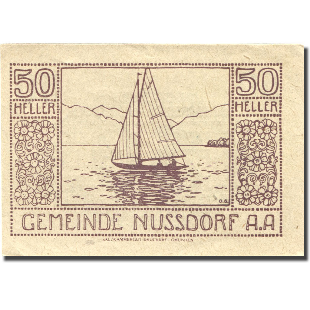 Banconote Austria Nussdorf am Attersee 50 Heller, voilier, 1920 SPL Mehl:FS 677a