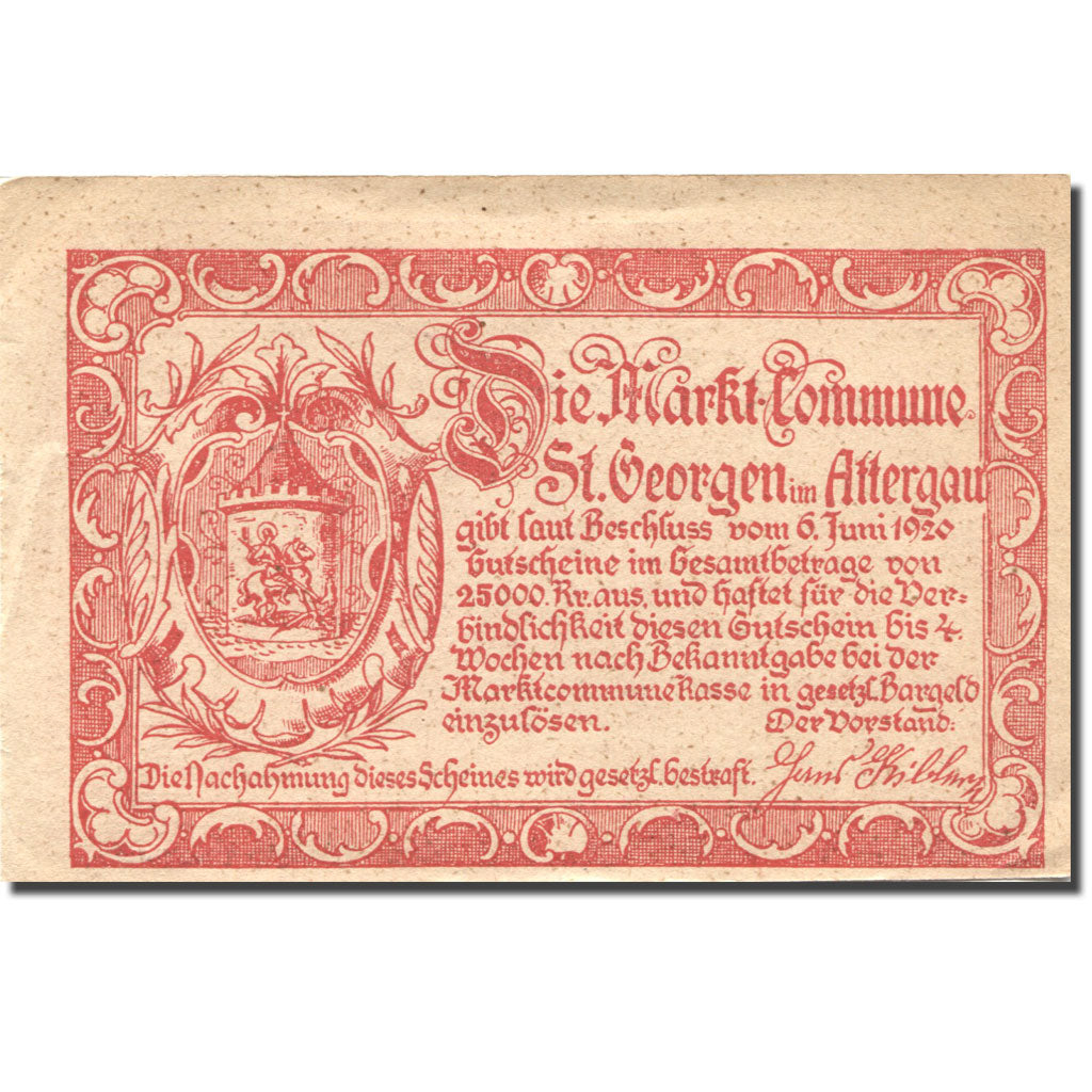 Geldschein, Österreich, St Georgen, 99 Heller, village, 1920 VZ Mehl:FS 889b