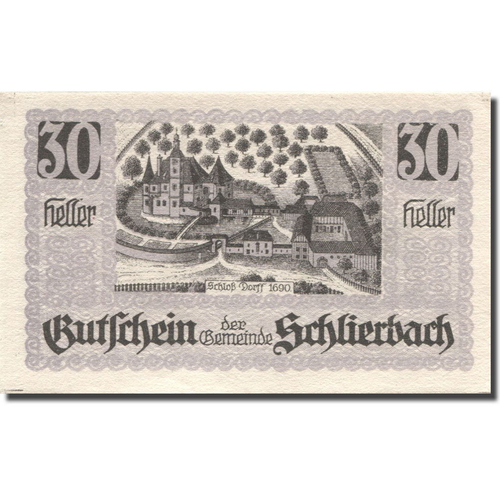 Banconote, Austria, Schlierbach, 30 Heller, château, 1920, SPL Mehl:FS 962IIa