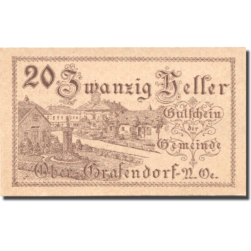 Geldschein, Österreich, Grafendorf, 20 Heller, village, 1920 UNZ- Mehl:FS 682a