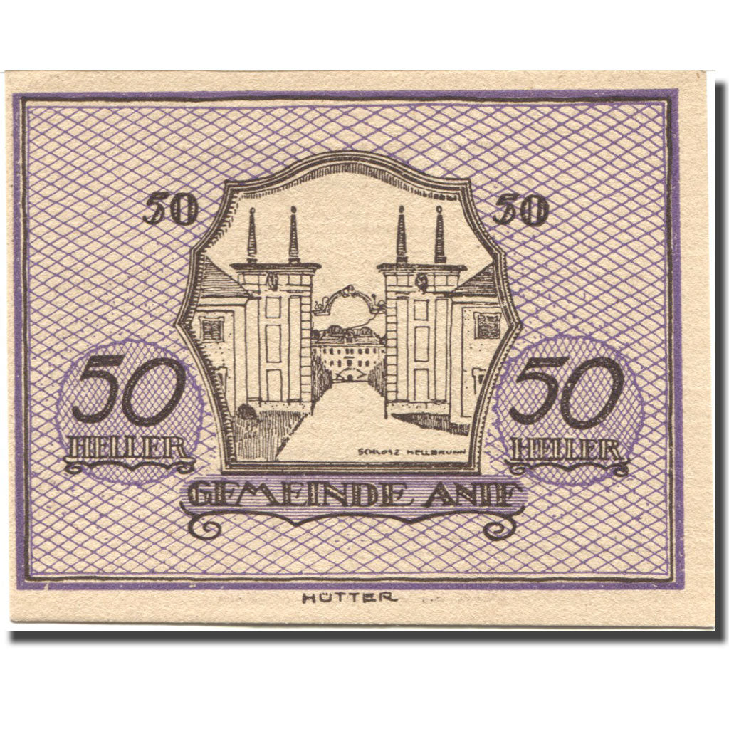 Banconote, Austria, Anif, 50 Heller, château 1920-12-15, SPL, Mehl:FS 43a