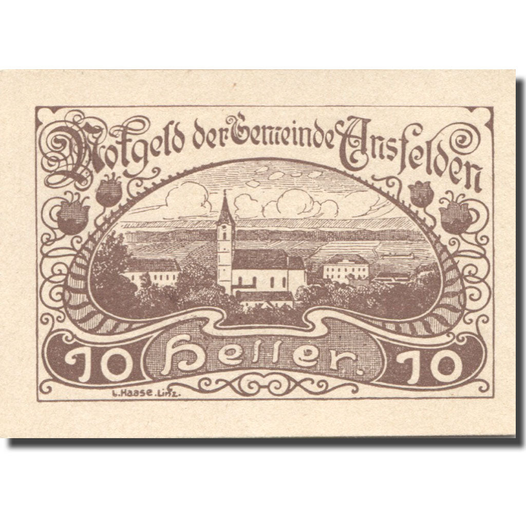 Geldschein, Österreich, Ansfelden, 10 Heller, Eglise, 1920 UNZ- Mehl:FS 45Ia