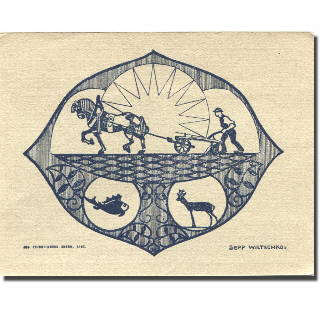 Banknot, Austria, Hagenberg, 50 Heller, château, 1921, 1921-03-31, UNC(63)