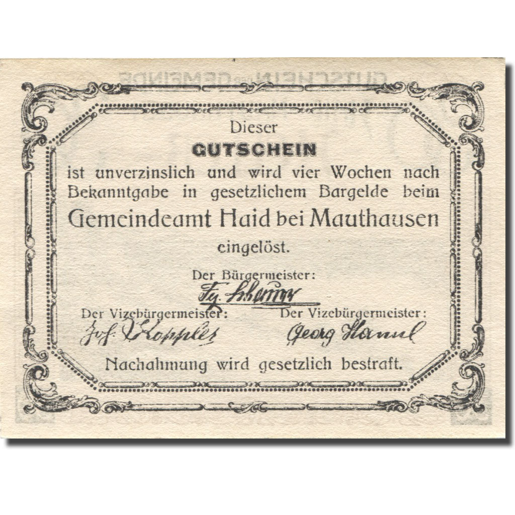 Geldschein, Österreich, Haid, 30 Heller, pont, UNZ-, Mehl:FS 334II