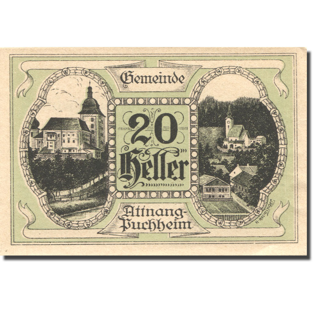 Billet, Autriche, Attnang-Puchheim, 20Heller, village 1920-03-20 SPL Mehl:FS 61I