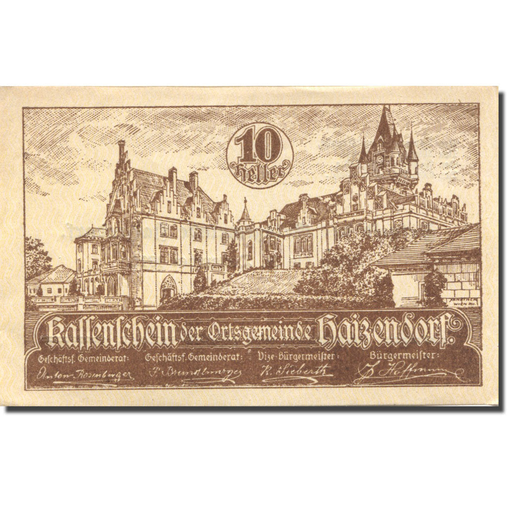Geldschein, Österreich, Haizendorf, 10 Heller, château, 1920 UNZ Mehl:FS 341IIb