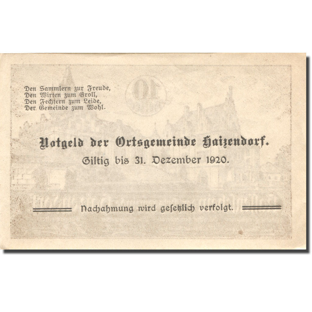 Geldschein, Österreich, Haizendorf, 10 Heller, château, 1920 UNZ Mehl:FS 341IIb
