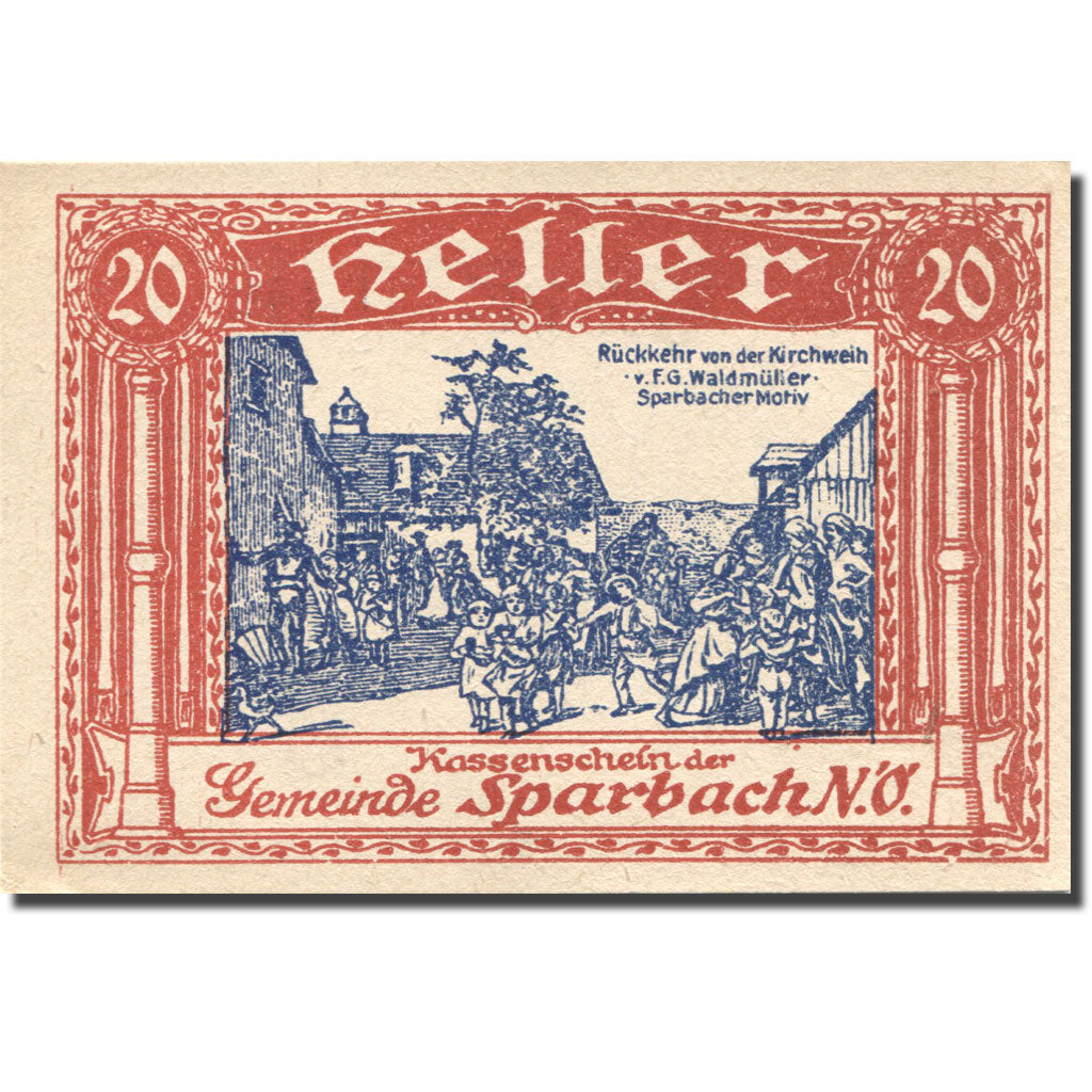Geldschein, Österreich, Sparbach, 20 Heller, village, UNZ-, Mehl:FS 1006a