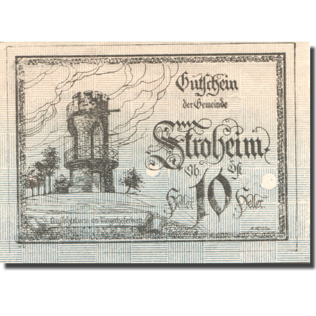 Banconote, Austria, Stroheim, 10 Heller, château, SPL, Mehl:FS 1050Ia