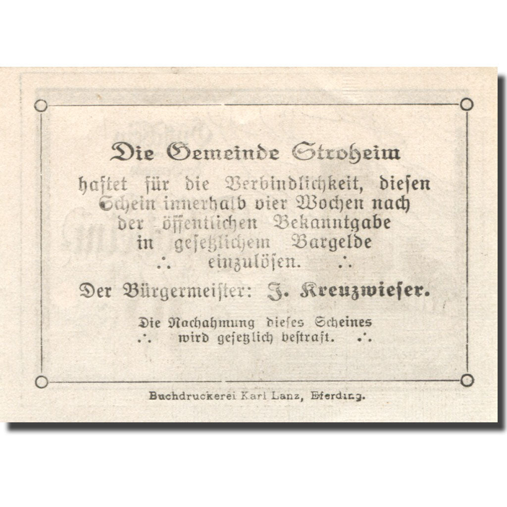 Banconote, Austria, Stroheim, 10 Heller, château, SPL, Mehl:FS 1050Ia
