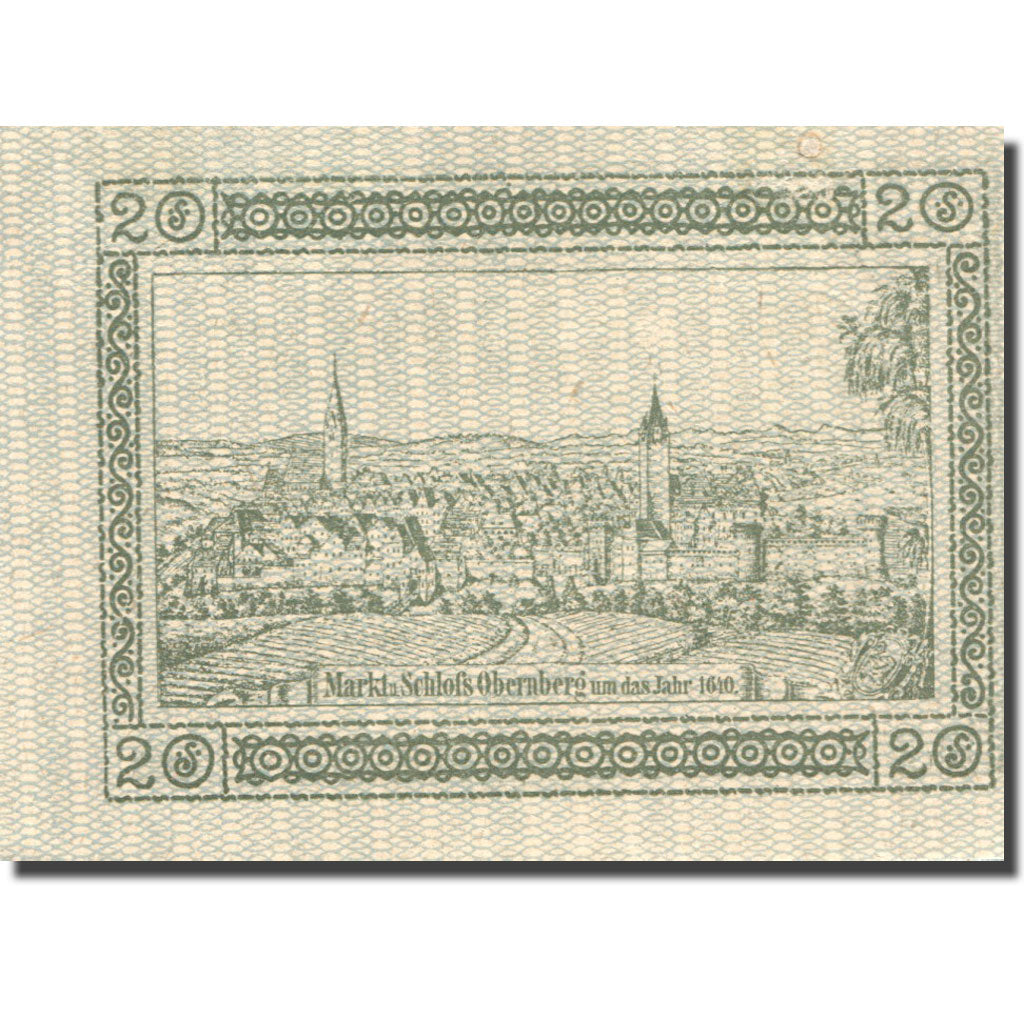 Banconote, Austria, Obernberg, 20 Heller, Blason 1920-12-31, SPL Mehl:FS 686IIa