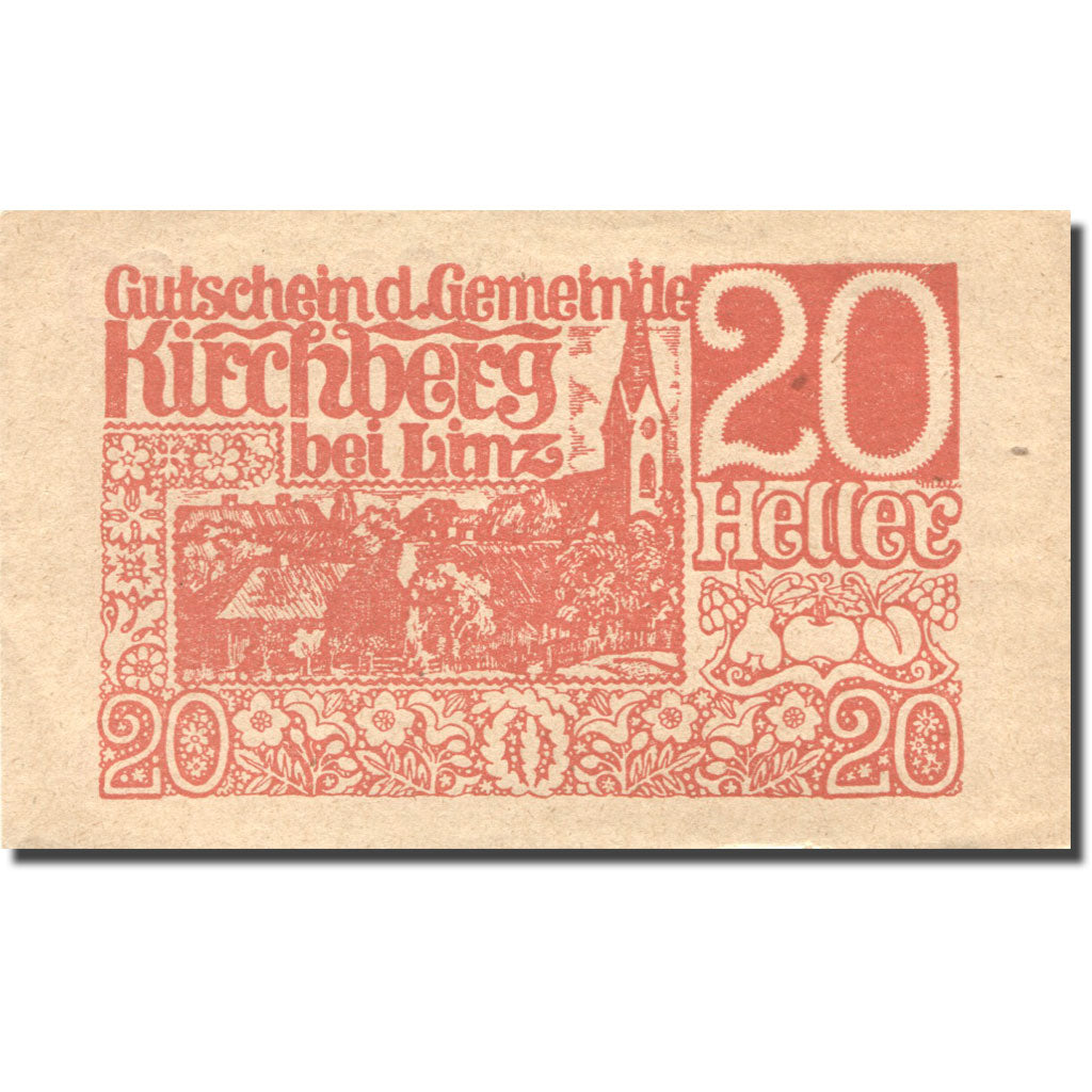 Geldschein, Österreich, Kirchberg, 20 Heller, village, 1920 UNZ- Mehl:FS 443d