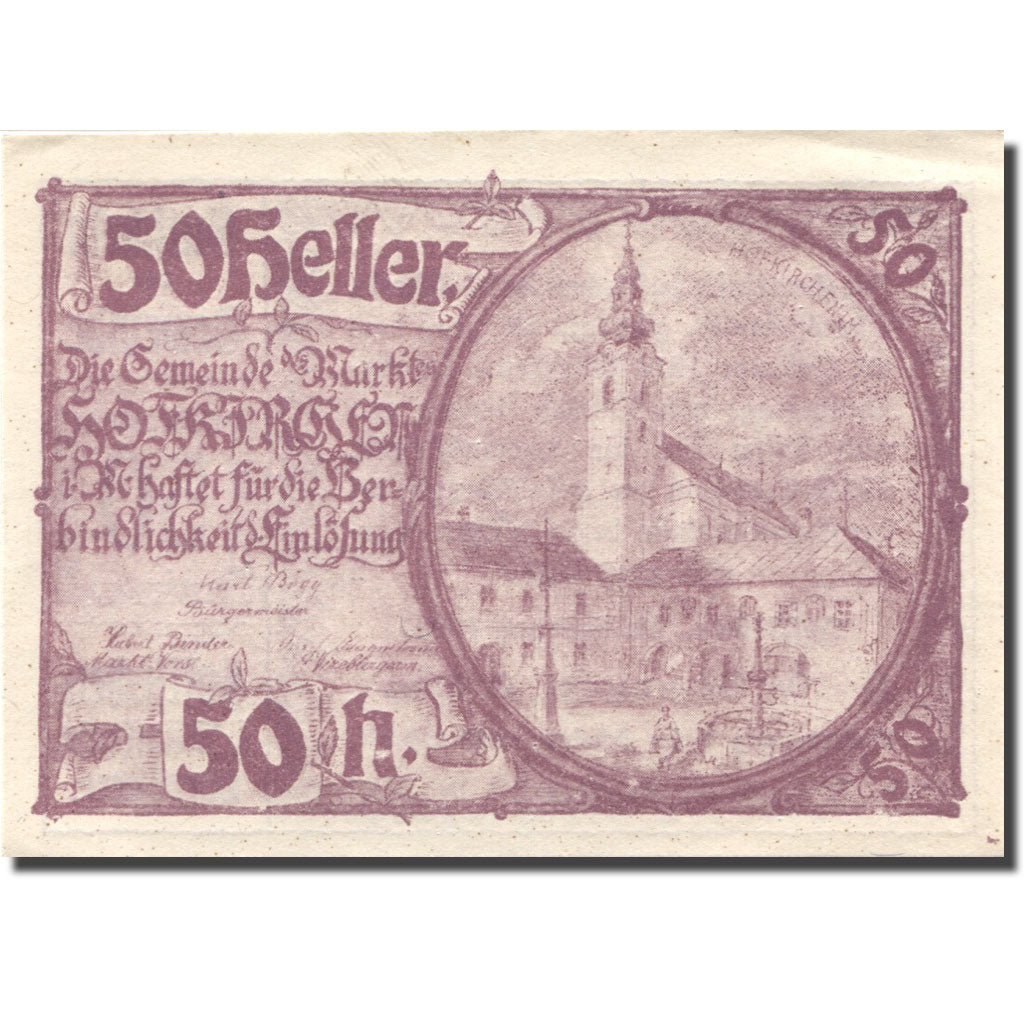 Banknote, Austria, Hofkirchen, 50 Heller, Eglise, 1920 UNC(63) Mehl:FS 386Ic