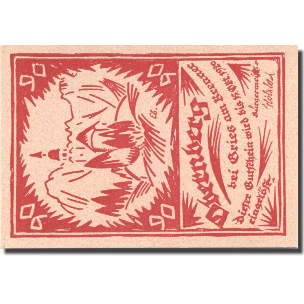 Banconote, Austria, Obernberg, 90 Heller, château, 1920, SPL red Mehl:FS 685Ia