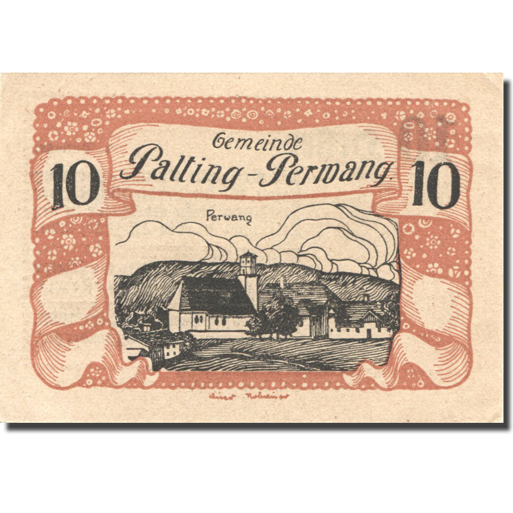 Banconote, Austria, Palting-Perwang, 10 Heller, village, 1921 SPL Mehl:FS 720b1