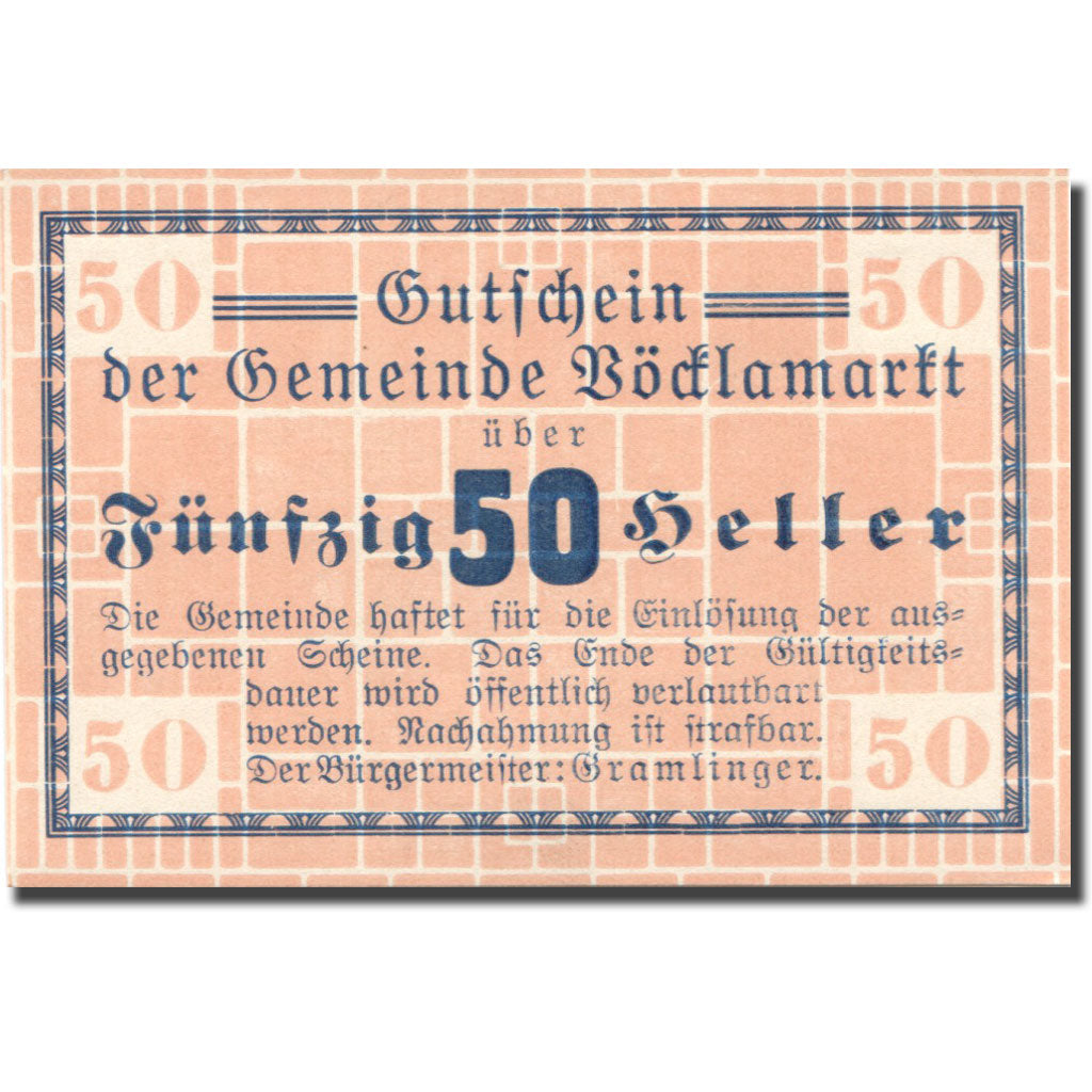 Banconote, Austria, Vöcklamarkt, 50 Heller, valeur faciale, SPL, Mehl:FS 1117Ia