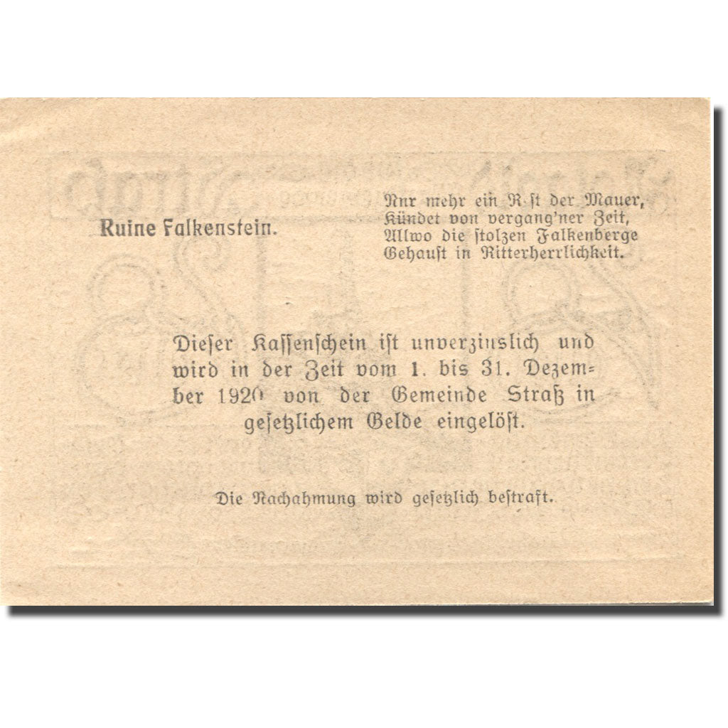 Banconote, Austria, Strass, 20 Heller, Monument  1920-05-12, SPL Mehl:FS 1047