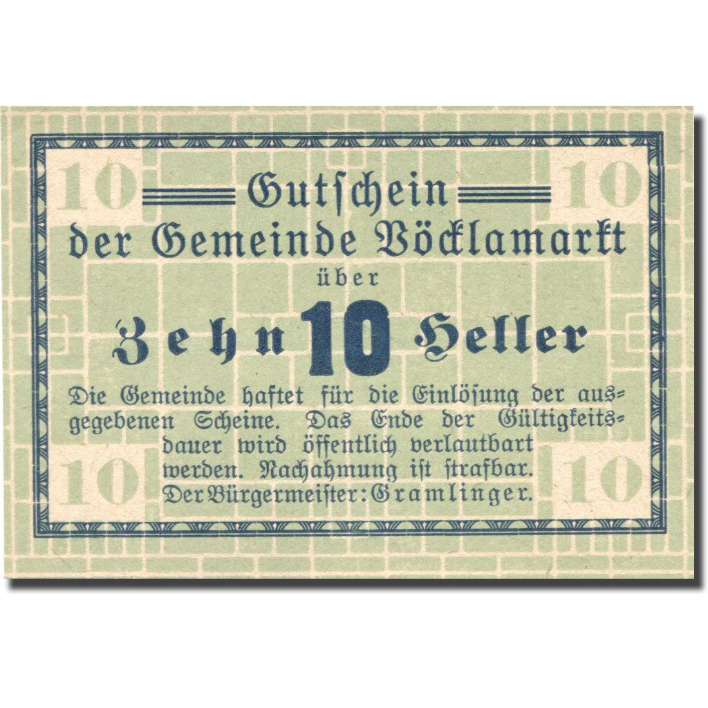 Banconote, Austria, Vöcklamarkt, 10 Heller, valeur faciale, SPL, Mehl:FS 1117Ia
