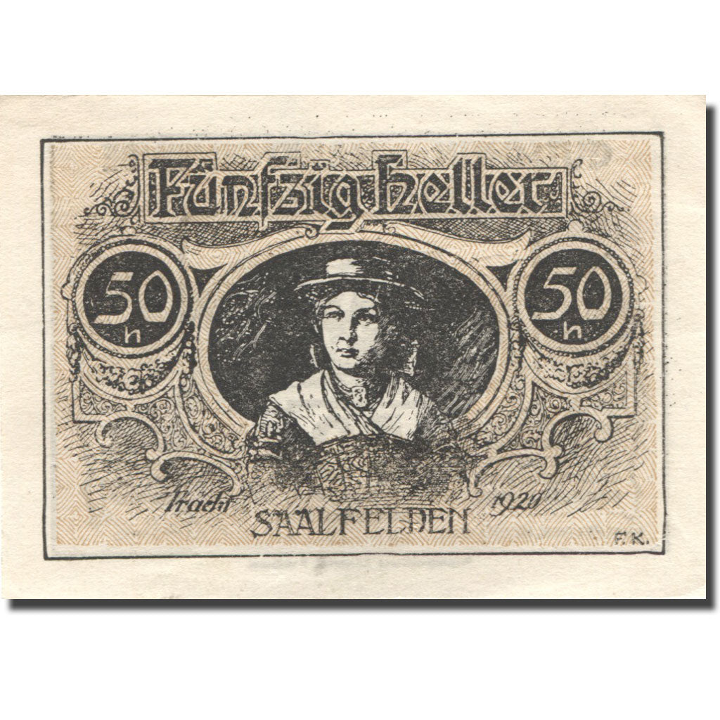 Banknote, Austria, Saalfelden, 50 Heller, village, 1920, UNC(63), Mehl:FS 859c