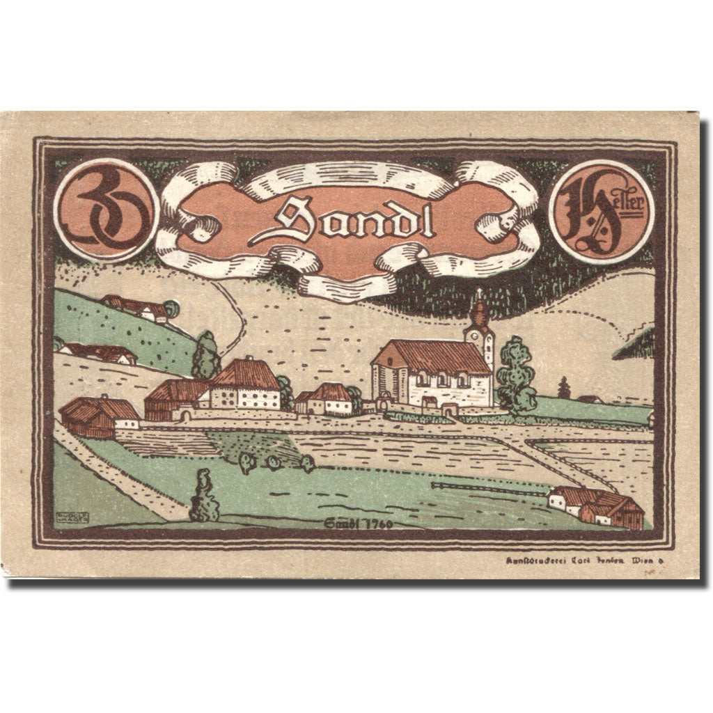 Banconote, Austria, Sandl, 30 Heller, paysage 1920-12-31, SPL- Mehl:FS 874Iva