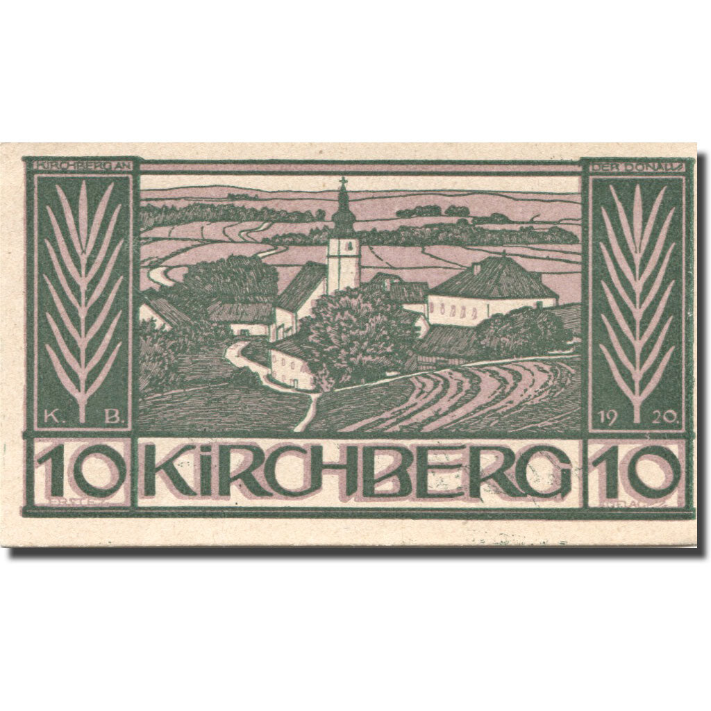Banconote, Austria, Kirchberg, 10 Heller, Eglise, 1920, SPL, Mehl:FS 441b