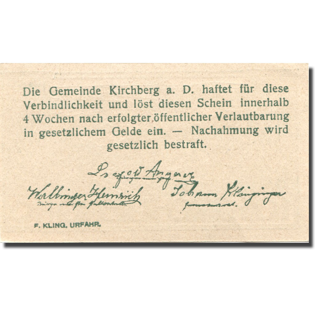 Banconote, Austria, Kirchberg, 10 Heller, Eglise, 1920, SPL, Mehl:FS 441b