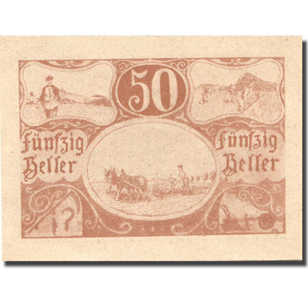 Banknote, Austria Untergaisbach 50 Heller agriculteur 1920 UNC(63) Mehl:FS 1094a
