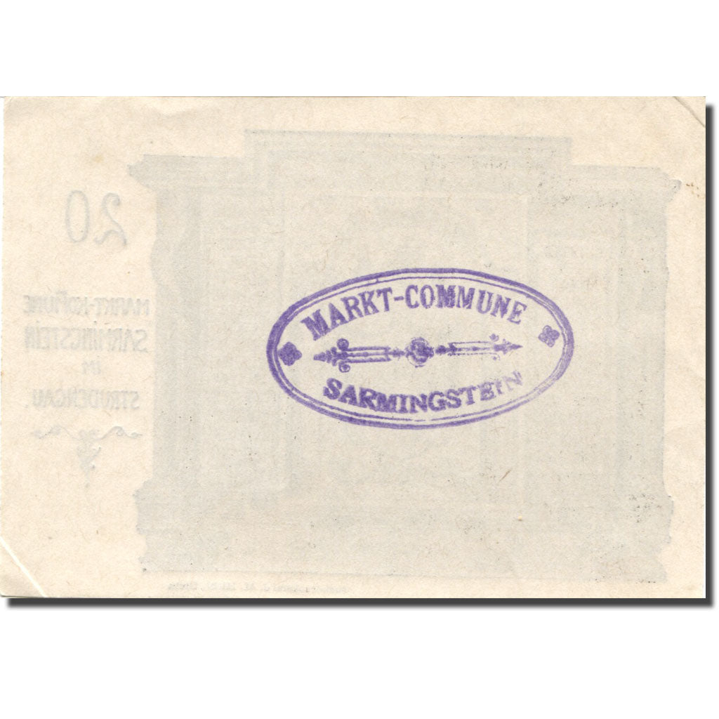 Banknote, Austria, Sarmingstein, 20 Heller, Monument, 1920 UNC(63) Mehl:FS 914Ib
