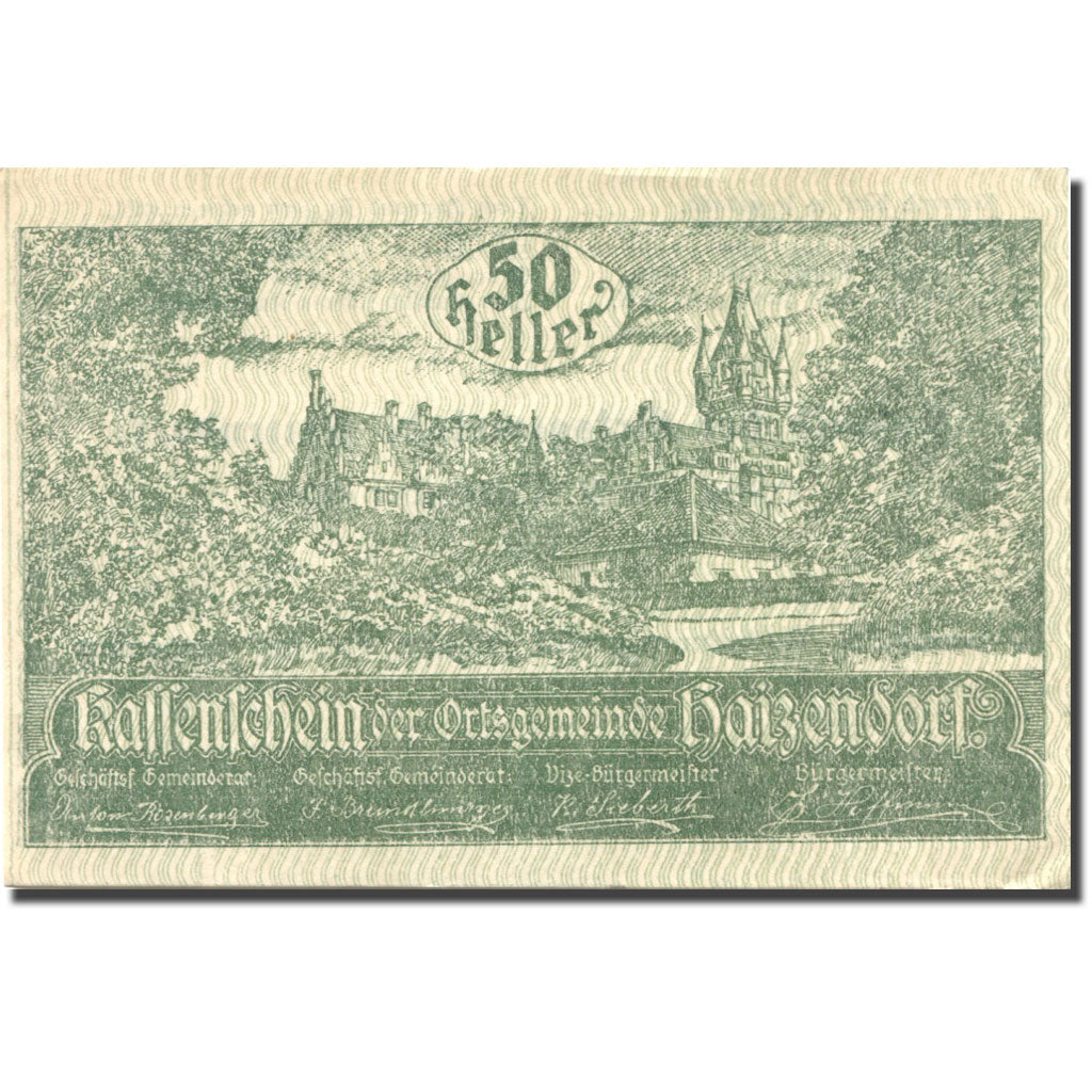 Geldschein, Österreich, Haizendorf, 50 Heller, château, 1920 UNZ- Mehl:FS 341IIa