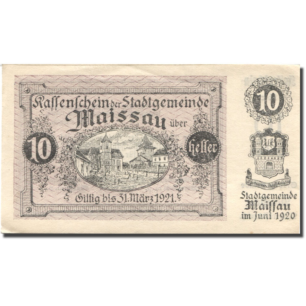 Banconote, Austria, Maissau, 10 Heller, village 1921-03-31, SPL Mehl:FS 573g