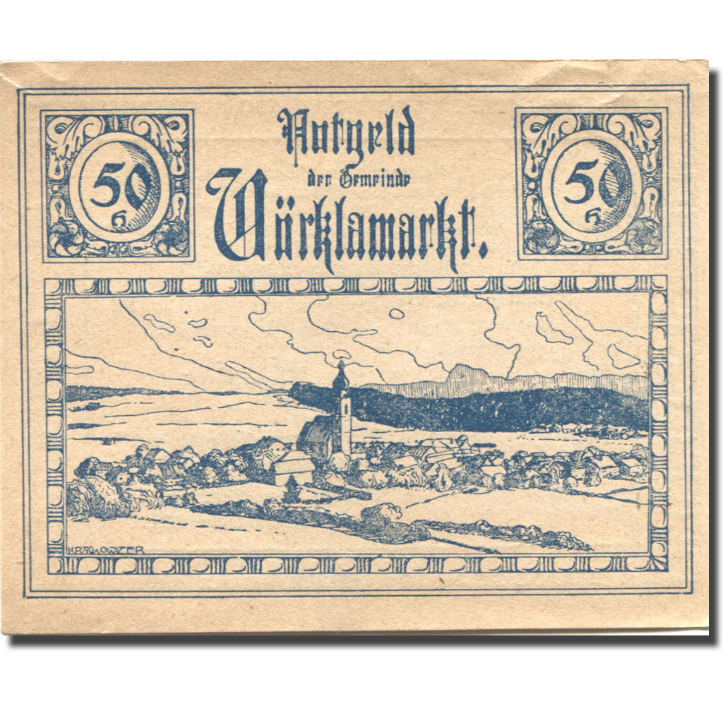 Banconote, Austria, Vöcklamarkt, 50 Heller, paysage, 1920 SPL Mehl:FS 1117IIa