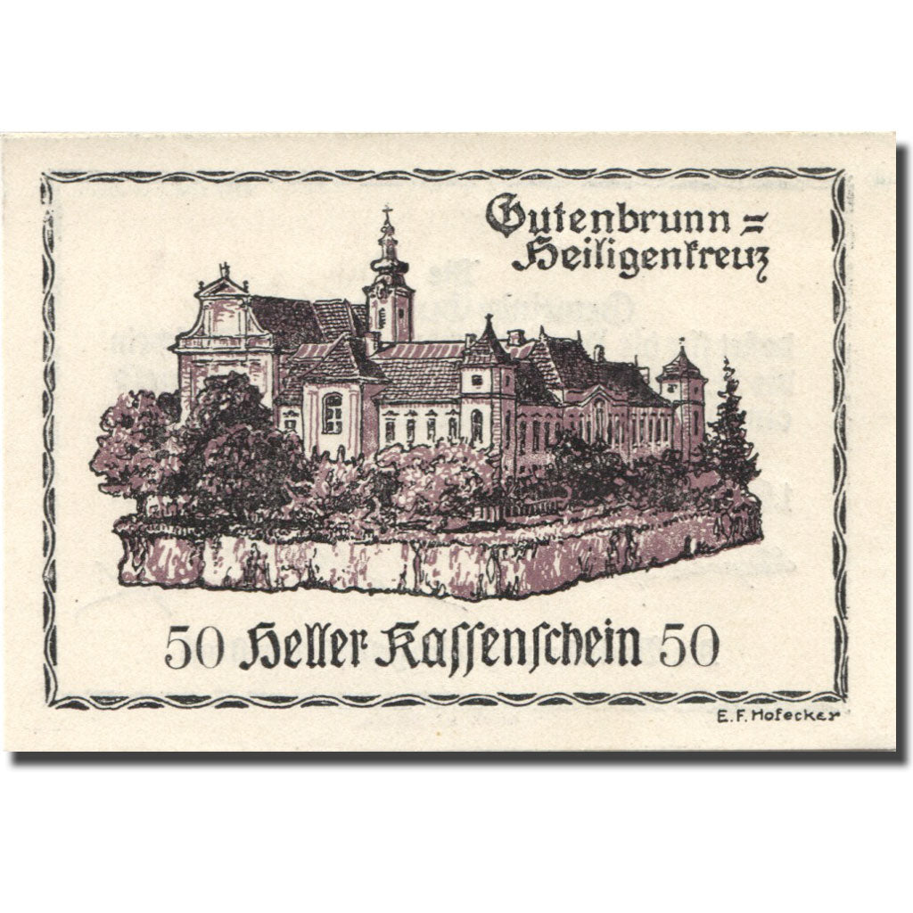 Banknote, Austria, Gutenbrunn, 50 Heller, château, 1920 UNC(63) Mehl:FS 316