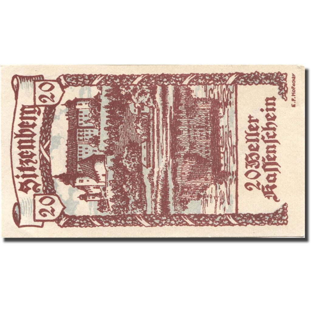 Banconote, Austria, Sitzenberg, 20 Heller, château 1920-12-31, SPL Mehl:FS 1002