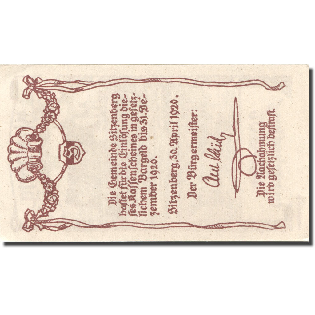 Banconote, Austria, Sitzenberg, 20 Heller, château 1920-12-31, SPL Mehl:FS 1002