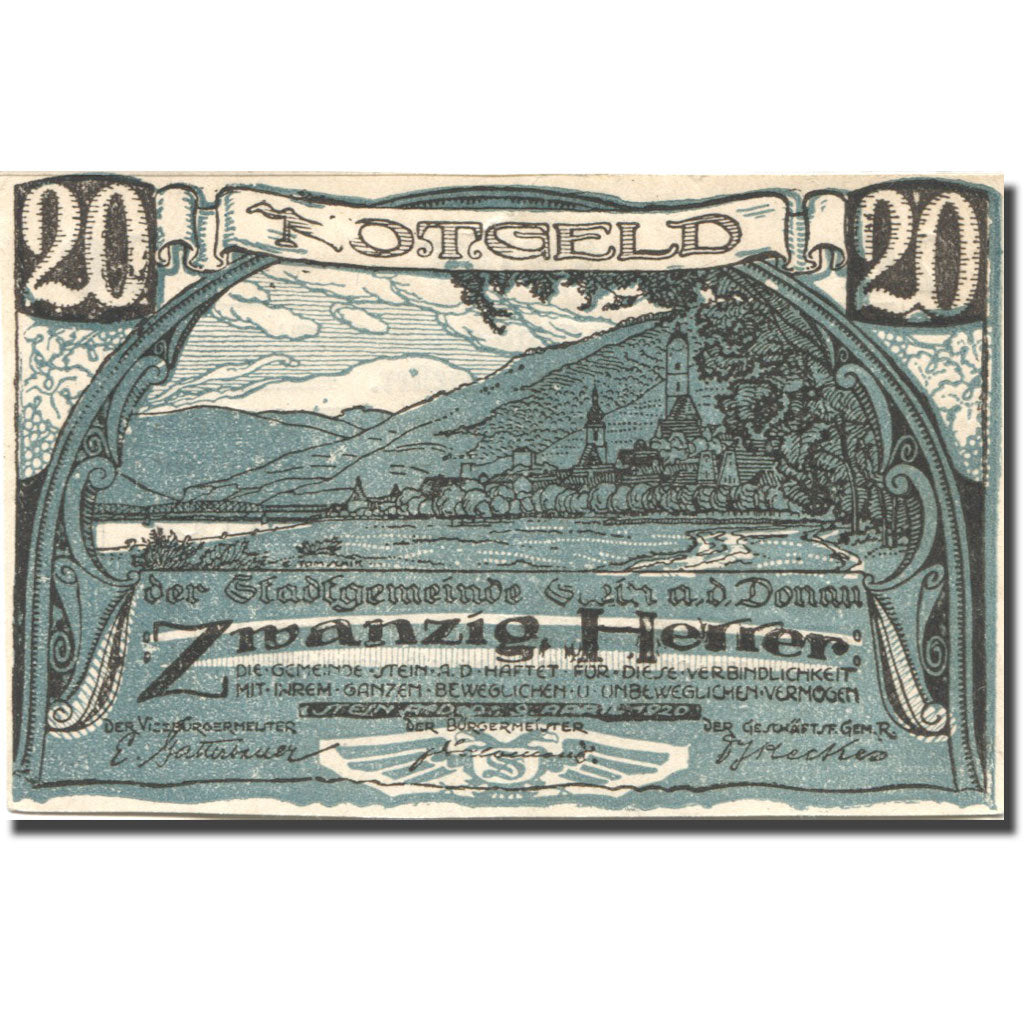 Banknote Austria Stein a/d Donau 20 Heller paysage 1920 UNC(63) Mehl:FS 1015I.3