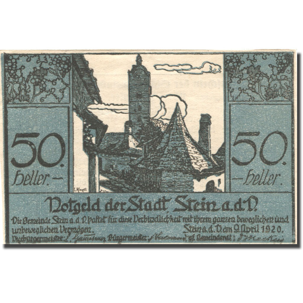 Banknote, Austria, Stein a/d Donau, 50 Heller, Eglise, 1920 SPL Mehl:FS 1015I.3