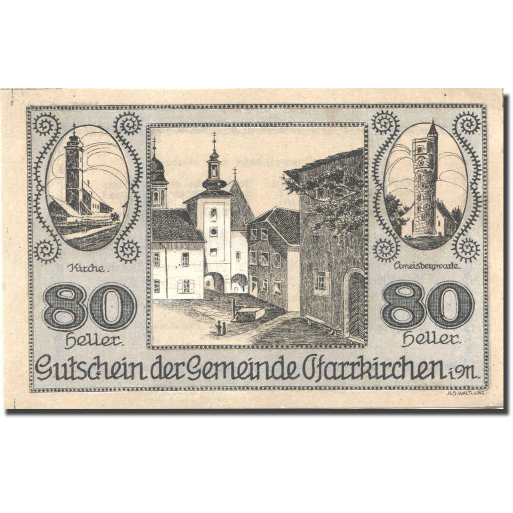 Banknote, Austria, Pfarrkirchen 80 Heller, village, UNC(63) Mehl:FS 744IIIb