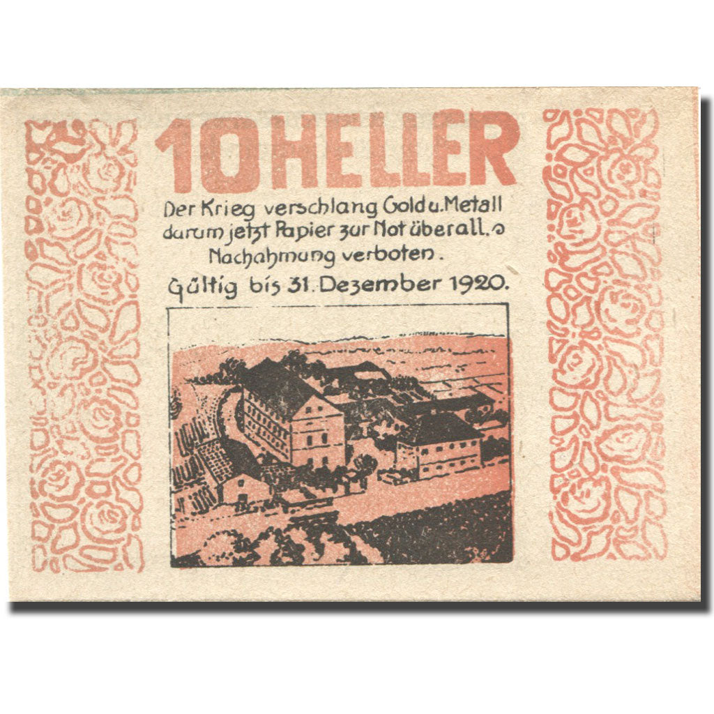 Banknote, Austria, Wimpassing, 10 Heller, village, 1920 UNC(63) Mehl:FS 1238Ia
