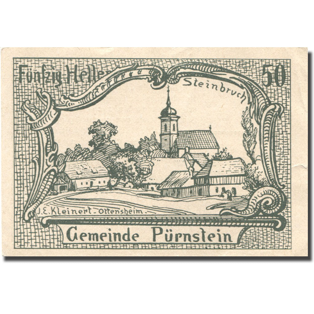 Banknote, Austria, Pürnstein, 50 Heller, Eglise 1920-05-16, UNC(63) Mehl:FS 802a