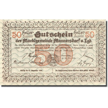 Banknote, Austria, Mannersdorf, 50 Heller, paysage, 1920, UNC(63), Mehl:FS 577a