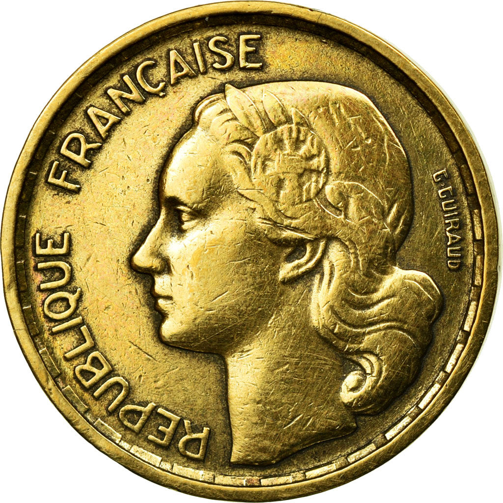 Moneta, Francja, Guiraud, 10 Francs, 1954, VF(20-25), Aluminium-Brąz, KM:915.1