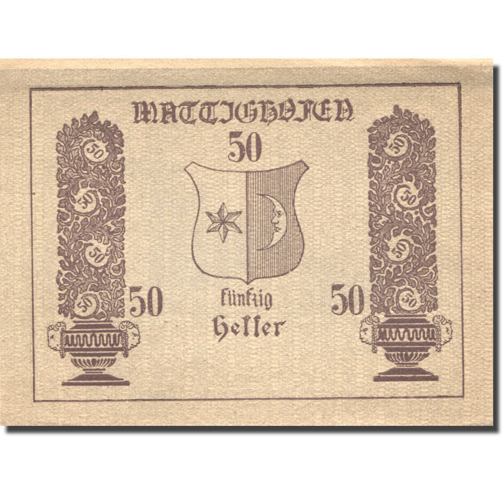 Banknote, Austria, Mattighofen, 50 Heller, Blason, UNC(63), Mehl:FS 594b