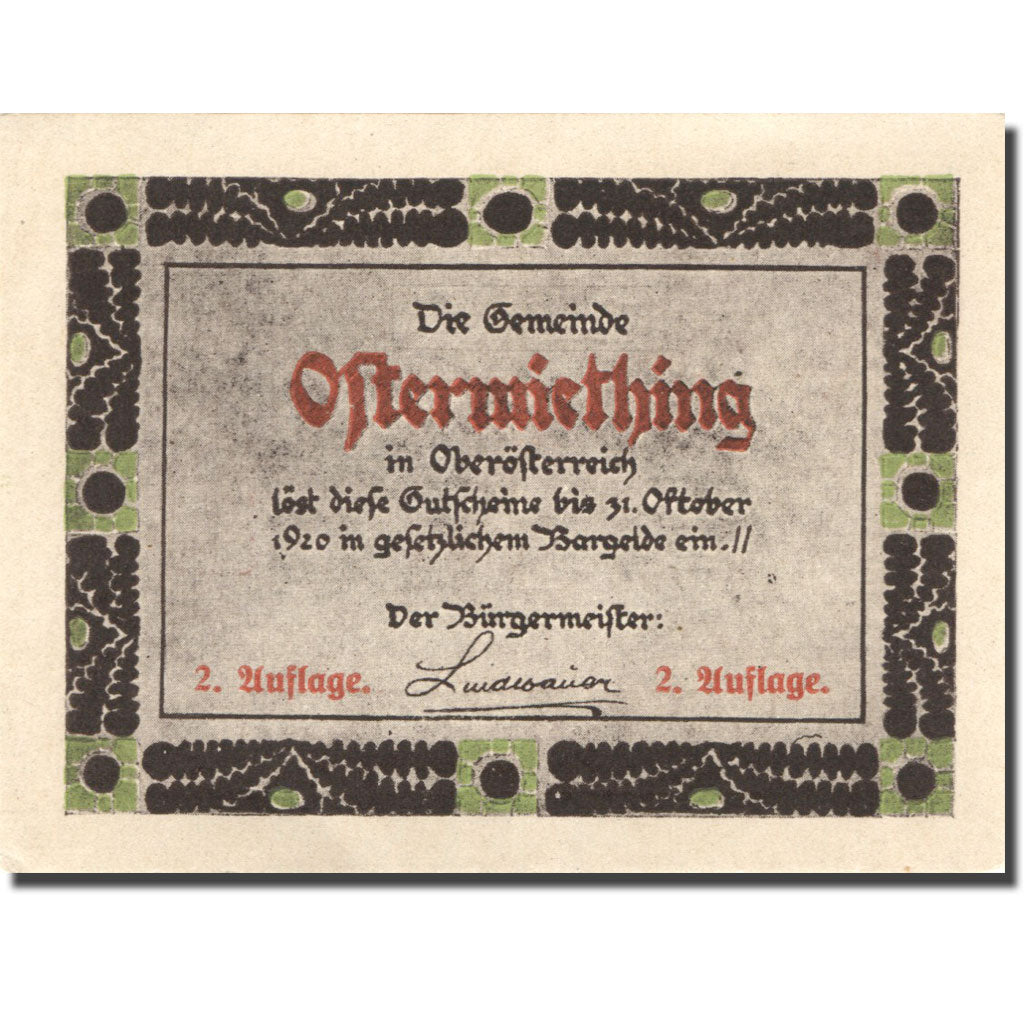 Banknote Austria Ostermiething 40Heller personnage 1 UNC(63) Mehl:FS 713Ij