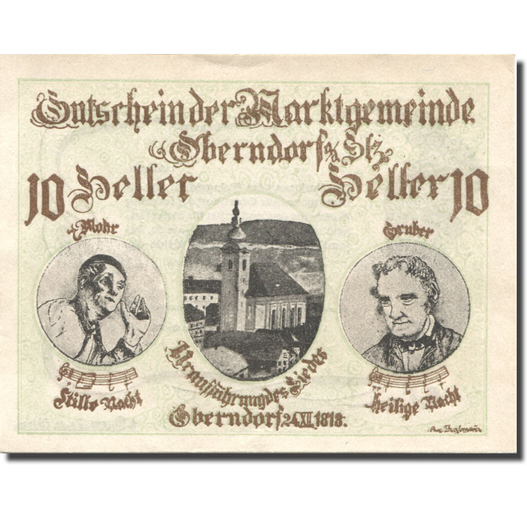 Banknote, Austria, Oberndorf, 10 Heller, Eglise, 1920 UNC(63) Mehl:FS 690a