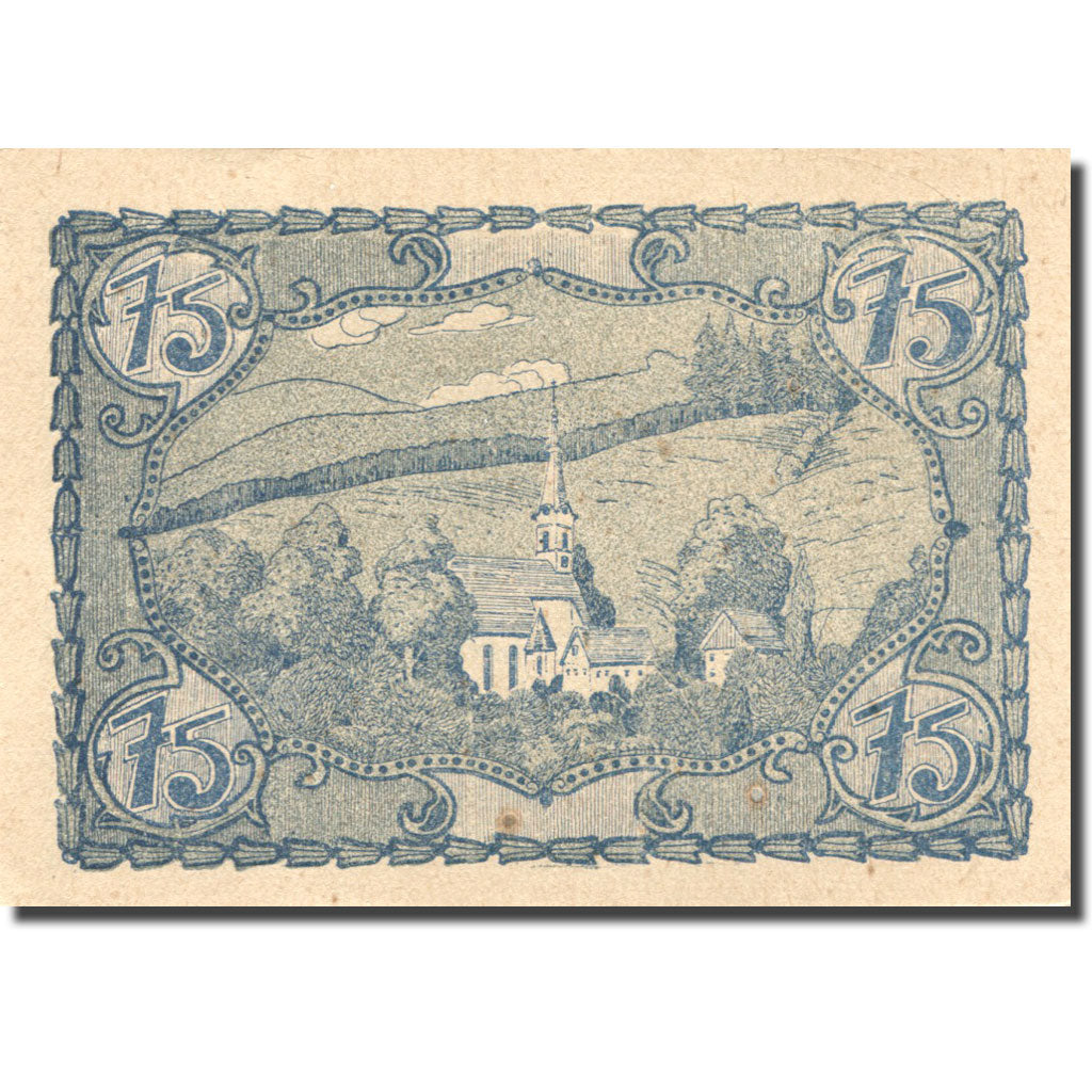 Banknote, Austria, Schonau, 75 Heller, Eglise, 1920 AU(55-58) Mehl:FS 967b