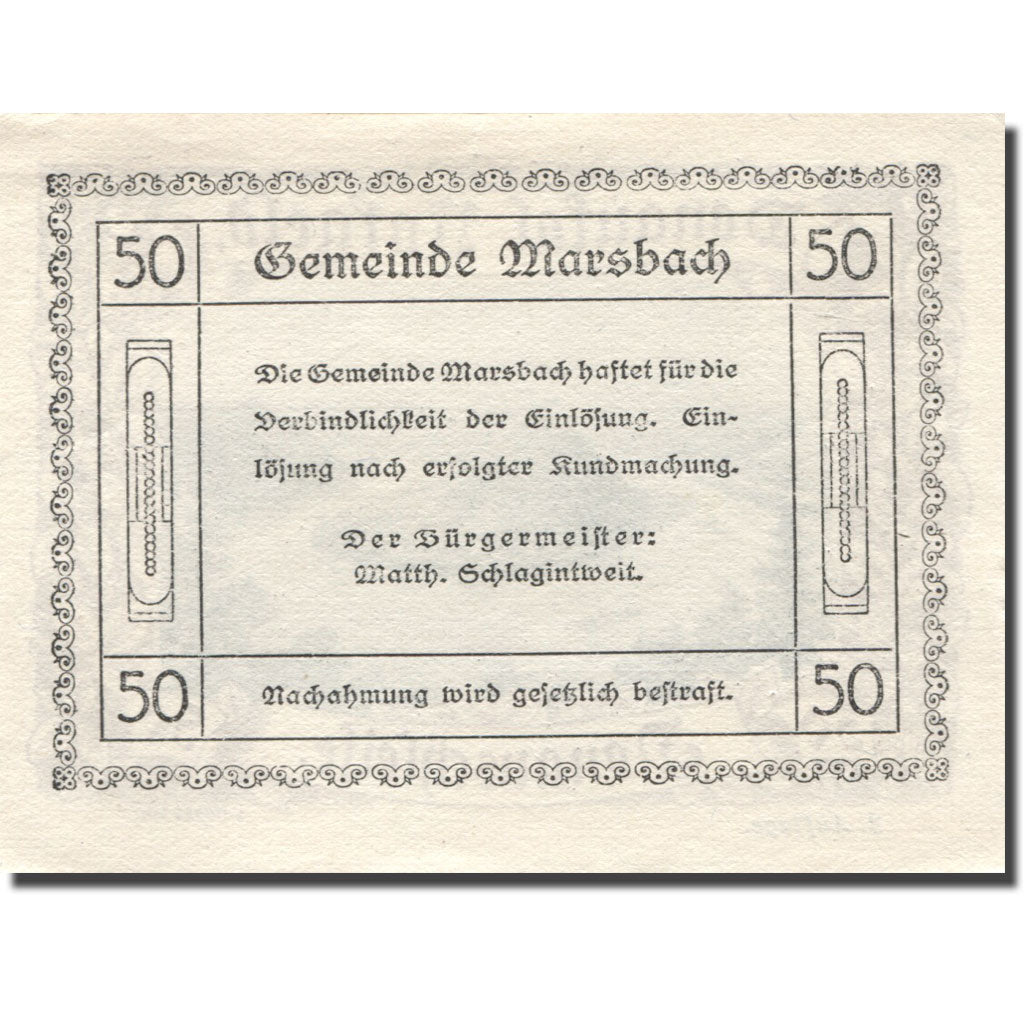 Banconote, Austria, Marsbach, 50 Heller, fleuve, SPL, Mehl:FS 127