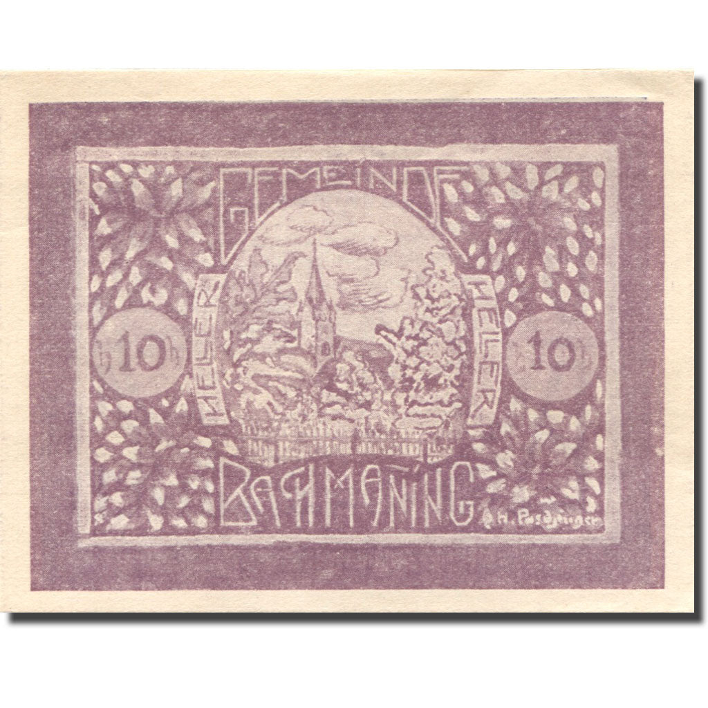 Banknote, Austria, Bachmanning, 10 Heller, Eglise, 1920, UNC(63), Mehl:FS 721b