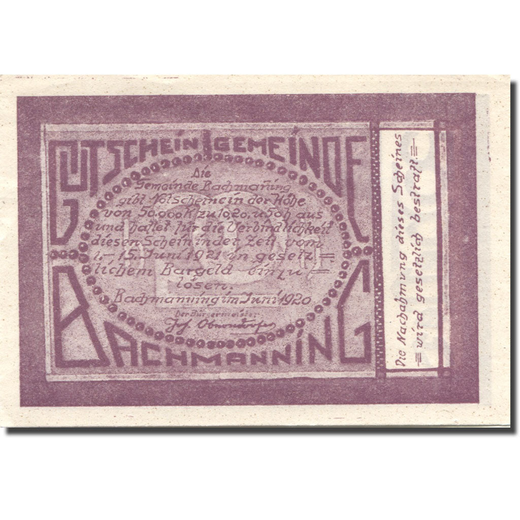 Geldschein, Österreich, Bachmanning 20 Heller agriculteur 1920 UNZ- Mehl:FS 721b