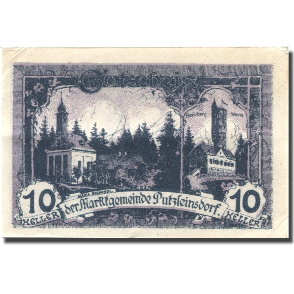 Banknote, Austria, Putzleinsdorf, 10 Heller, Monument, 1920 UNC(63) Mehl:FS 804b