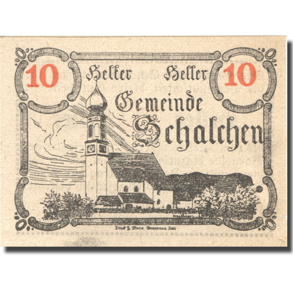 Banconote, Austria, Schalchen, 10 Heller, Eglise 1920-12-31, SPL, Mehl:FS 952a